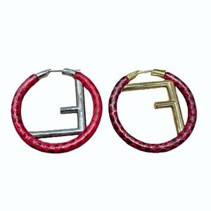Fendi Red and Gold Hoop Earrings